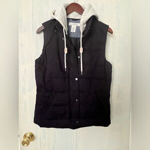 H&M LOGG Label of Graded Goods Women’s Down Puffer Vest Navy With Hood Size 8